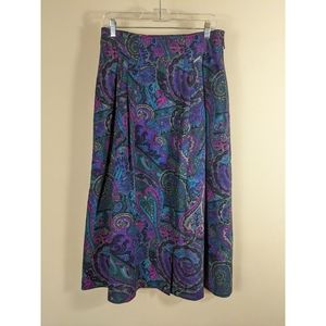 Vintage Geiger Collections Pleated Wool Skirt Bright Colorful Paisley Abstract